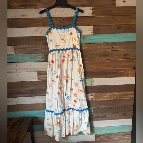 CeCe Women’s Dress with Blue and Orange Floral Pattern - Picture 1 of 6